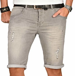 A. Salvarini Herren Designer Jeans Short Kurze Hose Slim Sommer Shorts Washed [AS-149-W32]