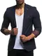 Leif Nelson Herren Sakko Blazer sportlich Slim Fit Modern Schwarz Anthrazit LN4007 Größe M Blau