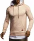 Leif Nelson Herren Kapuzenpullover Slim Fit Baumwolle-Anteil Moderner weißer Herren Hoodie-Sweatshirt-Pulli Langarm Herren schwarzer Pullover-Shirt mit Kapuze LN8153 Hell-Braun Medium