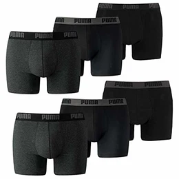 PUMA 6 er Pack Boxer Boxershorts Herren Unterwäsche Schwarz, Bekleidungsgröße:M, Farbe:223 - Black/Anthracite