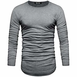 Oversize Herren Longsleeve Vintage Sweatshirt O-Neck Basic O-Ausschnitt Shirt R-0038 Anthrazit Verwaschen L
