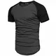 REPUBLIX Oversize Doppel Farbig Herren Slim-Fit Crew Neck Basic T-Shirt Rundhals R-0040 Anthrazit/Schwarz L