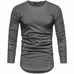 Oversize Herren Longsleeve Vintage Sweatshirt O-Neck Basic O-Ausschnitt Shirt R-0038 Dunkelgrau L