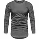 REPUBLIX Oversize Herren Longsleeve Vintage Sweatshirt O-Neck Basic O-Ausschnitt Shirt R-0038 Dunkelgrau L