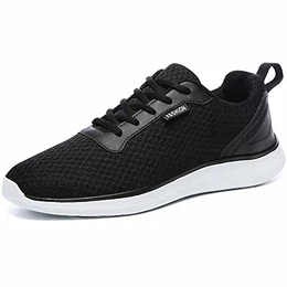Laufschuhe Herren Leichte Atmungsaktiv Mesh Turnschuhe Schnüren Fitnessschuhe Sneaker SCHWARZ 43 EU