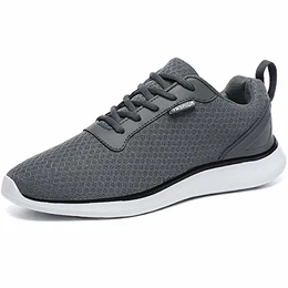 Herren Leichte Laufschuhe Atmungsaktiv Mesh Turnschuhe Schnüren Fitnessschuhe Sneaker, Grau, 47 EU (Etikettengröße: 48)