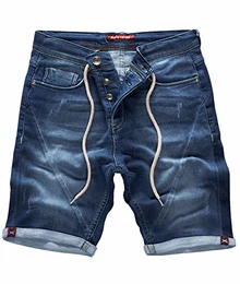 Herren Sweat Shorts Jeansshorts Denim Short Kurze Hose Herrenshorts Sommer Sweatshort Stretch Bermudas Dunkelblau RC-2200 Harbour Blue W31