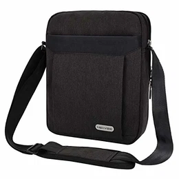 Umhängetasche Herren bis 11 Zoll iPad Tablet, Wasserdicht Schultertasche Herrentasche für Reise, Arbeit und Alltag - Schwarz