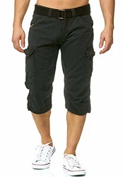 Indicode Herren Nicolas Check 3/4 Cargo Shorts Black
