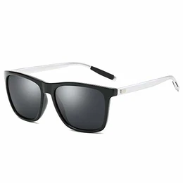 Polarisiert Herren Sonnenbrille für Damen klassisch Retro Sonnenbrillen Aluminium-Magnesium-Legierung Männer und Frauen Vintage Anti Reflexion UV400 Schutz - Unisex(Schwarz-Silber/Grau)