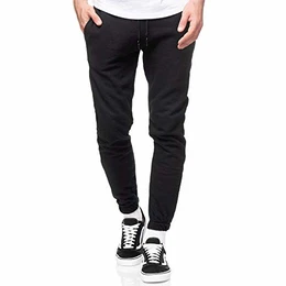 Smith Solo Jogginghose Herren – Jogger Männer Modern Baumwolle Jungen Slim Fit Freizeithose Sporthose – Training – Trainingshose Schwarz / Gummizug, M
