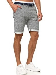 Herren Bourchier Chino Shorts mit Gürtel Bermuda Herren Chino Shorts f. Männer Black M