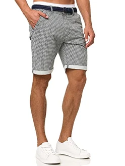 Indicode Herren Bourchier Chino Shorts mit Gürtel Schwarz