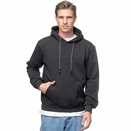 Herren Kapuzenpullover – Sweatshirt Pullover Rundhals – Langarm – Slim – Fit – Training – Hoodie – Pulli – Hochwertige Baumwollmischung Männer, Anthrazitkapuze, M