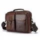 UBaymax Leder Schultertasche Herren, Kleine echt Leder Wasserdicht Umhängetasche Handtasche Ledertasche, Vintage Business Messenger Satchel Bag, Braun