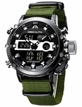 MEGALITH Herrenuhr Militär Sport Digital Analog Chronograph (Uhren) Armeegrün