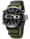 MEGALITH Herrenuhr Militär Sport Digitaluhr Chronograph LED Wasserdicht Groß Armbanduhr Herren Digital Analog Wecker Datum Armeegrün Uhren fur Männer Jugendliche