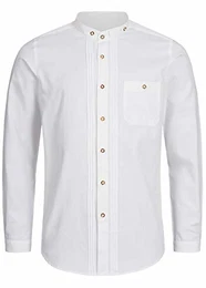 Trachtenhemd OC-Fredi Weiss mit Stehkragen Regular Fit XL