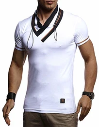 Herren stylisch V-Ausschnitt T-Shirt Modern Sweatshirt Hoodie Pullover Pullover Pullover Polo Sommer Slim Fit LN4860 , Weiß , M