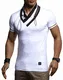 LEIF NELSON Herren stylisch V-Ausschnitt T-Shirt Modern Sweatshirt Hoodie Pullover Pullover Pullover Polo Sommer Slim Fit LN4860 , Weiß , M