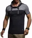 Leif Nelson Herren Sommer T-Shirt Slim Fit Baumwolle-Anteil Modernes Männer Kurzarmshirt Hoodie-Sweatshirt Kurzarm lang Cooles weißes Jungen Shirt Longsleeve LN4865 Schwarz-Anthrazit Medium