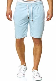 Indicode Herren Aldrich Sweatshorts m. Fleece-Innenseite & Kordel Kurze Hose Shorts Sporthose Sommerhose Jogginghose Short Sweat Pants Joggingshorts Trainingsshorts f. Männer Sky Way M