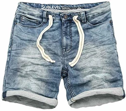 Herren Sweat Jeans Shorts Kurze Hose Bermuda Sommer Sweathose Slim [B584-Oceanblau-W32]