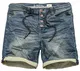 Sublevel Herren Sweat Jeans Shorts Kurze Hose Bermuda Sommer Sweathose Slim [B582-Blau-Washed-W32]
