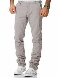 Herren Regular Slim Stretch Chino Hose Fit R7019 Hellgrau W32/L32