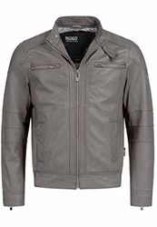 Indicode Herren Germo Lederjacke mit Biker-Kragen & 6 Taschen Pewter