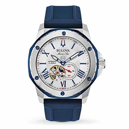 Herren Analog Mechanisch Uhr mit Silikon Armband 98A225, Blau