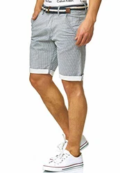 Indicode Herren Bourchier Chino Shorts mit Gürtel Dk Denim
