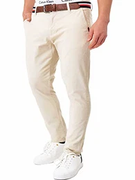 Indicode Herren Cherry Chinohose aus Baumwolle inkl. Gürtel Lange Chino Hose m. 5 Taschen Stretch Herrenhose Regular Fit Stoffhose Baumwollhose gerader Schnitt f. Männer Fog 32/32