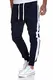 Amaci&Sons Herren Streifen Jogginghose Sporthose Sweatpants Jogger Trainingshose 2011 Navyblau/Weiß M