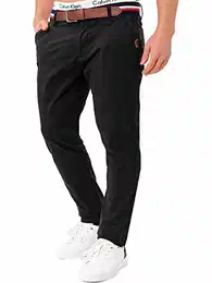 Herren Cherry Chinohose Stretchhose Chino Herrenhose Stretch Stoffhose Black 32/32