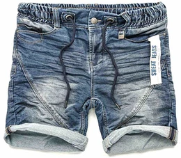 Herren Sweat Jeans Shorts Kurze Hose Bermuda Sommer Sweathose Slim [B588-Mittelblau-Washed-W32]