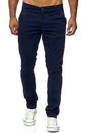 Herren Chino Hose Regular Slim Fit Stretch Chunkyrayan MEL009-Navyblau-29/34