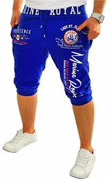 Herren Short Shorts Bermuda Kurze Hose Sommer Steetwear 3/4 Marine Royal Camouflage (B.3484) (M, Blau)