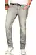 A. Salvarini Designer Herren Jeans Hose Basic Stretch Jeanshose Regular Slim [AS-174M1-Hellgrau-W32 L32]