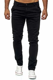 Herren Chino Hose Slim Fit Stretch Chunkyrayan MEL009-Schwarz-32/32