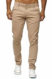 Herren Chino Hose Regular Slim Fit Stretch Chunkyrayan MEL009-Beige-32/32