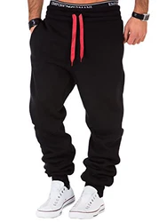 L.A.B 1928 Herren Jogginghose Trainingshose Sporthose Fitness Jogg Japan Kosmo Style Hose LAB-7004 Schwarz/Rot (LAB-7004)