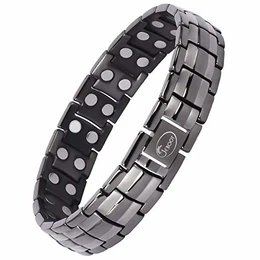 Jeroot Magnetarmband,Reines Kupfer Titan Herren Magnetische Armbänder für Arthritis Verschluss Armband Magnet Herren Gesundheit Magnetarmband Energetix (3500 gauss) (Titan Gris)