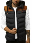 OZONEE Herren Weste Steppweste Kapuze Vest Übergangsjacke Bodywarmer Outdoor (777) SCHWARZ (777/892KA)