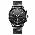LIGE Herren Uhren Chronograph Analog Quarz Kalender Mondphase Armbanduhr Schwarz (9877k)