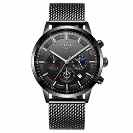 Herren Uhren Mode wasserdichte Chronograph Sport Quarz Uhr für Mann Business Kleid mit Schwarzem Edelstahlgewebe 9877k …