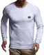Leif Nelson Herren Rundhals Ausschnitt Langarmshirt Slim Fit Baumwolle-Anteil Basic Männer Longsleeve Pulli weißes Sweatshirt Jungen Pullover Crew Neck T-Shirt Langarm LN8279 Grau Large
