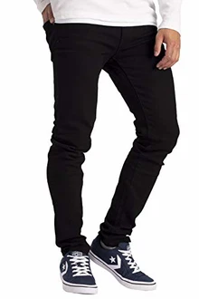 BlauerHafen Herren Slim Fit Jeanshose Super Flex Denim Pants Schwarz