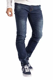 Herren Slim Fit Jeanshose Stretch Designer Hose Super Flex Denim Pants (32W / 32L, Indigo)