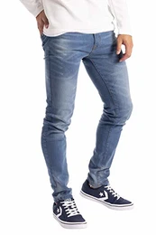 Herren Slim Fit Jeanshose Stretch Designer Hose Super Flex Denim Pants (32W / 32L, Hellblau)